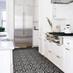 FloorPops 20-Piece 12-in X 12-in Black Peel And Stick Vinyl Tile