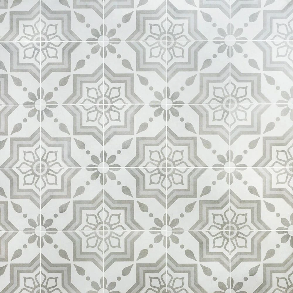 Ivy Hill Tile Sintra Silver Sky Encaustic 9 In. X 9 In. X 10mm Mate Porcelain Floor And Wall Tile (20 Pieces / 10.65 Sq. Ft. / Box) 3 Ivy Hill Tile Sintra Silver Sky Encaustic 9 In. X 9 In. X 10mm Mate Porcelain Floor And Wall Tile (20 Pieces / 10.65 Sq. Ft. / Box)