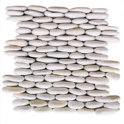 Rainforest White Stacked Stone Pebble Wall Tile 12" X 12" (5.0 Sq. Ft. / Case)