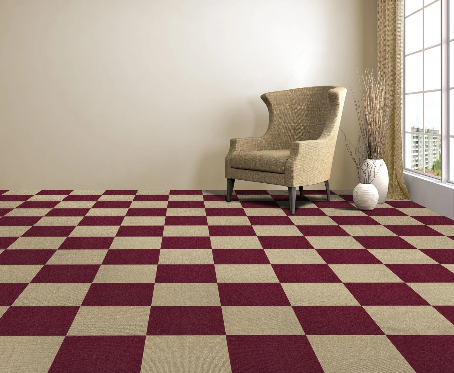 Achim Nexus Self Adhesive Carpet Floor Tile - 12 Inches X 12 Inches, Burgundy, Pack Of 12 Tiles 7 Achim Nexus Self Adhesive Carpet Floor Tile - 12 Inches X 12 Inches, Burgundy, Pack Of 12 Tiles - Image 5