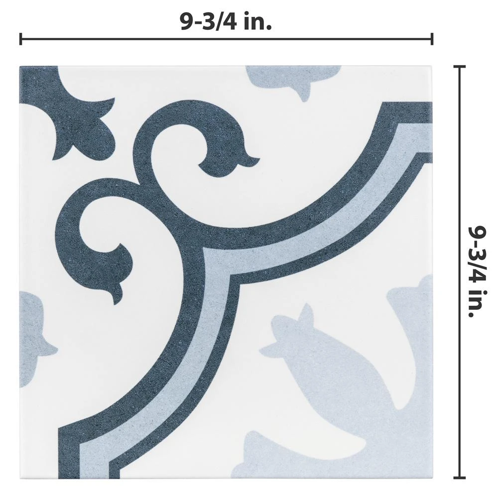 Merola Tile Lacour Artic Encaustic 9-3/4 In. X 9-3/4 In. Porcelain Floor And Wall Tile (11.11 Sq. Ft. / Case) 5 Merola Tile Lacour Artic Encaustic 9-3/4 In. X 9-3/4 In. Porcelain Floor And Wall Tile (11.11 Sq. Ft. / Case) - Image 3