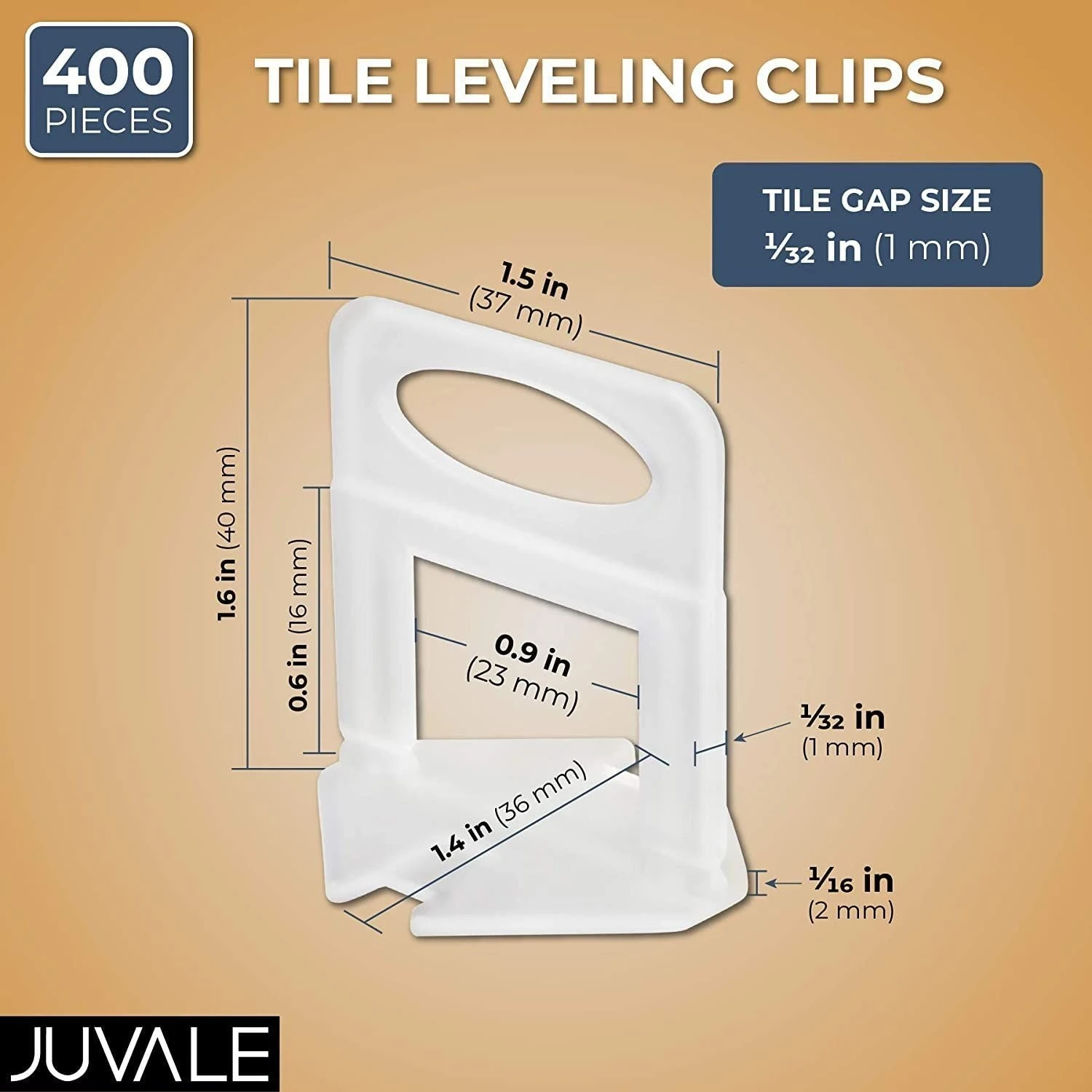 Juvale 400 Pack Tile Leveling Clips Reusable Plastic Leveling Spacer Clips (White, 1/32 Inch) 4 Juvale 400 Pack Tile Leveling Clips Reusable Plastic Leveling Spacer Clips (White, 1/32 Inch) - Image 2