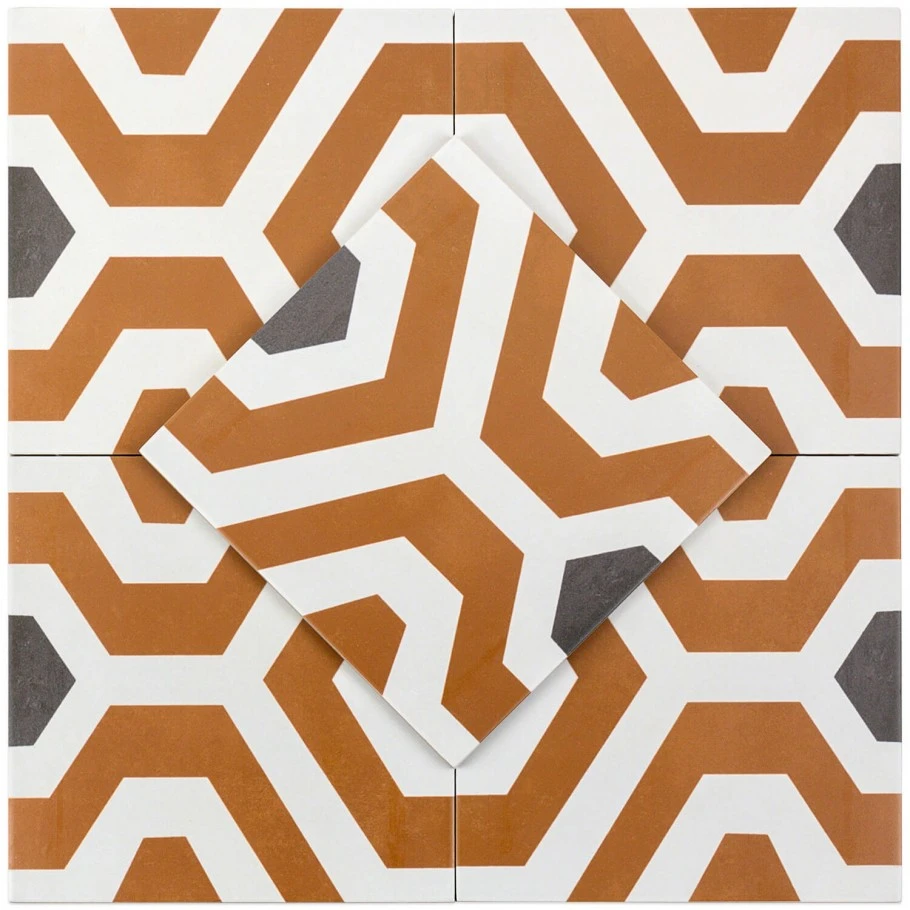 Soumaya Orange Encaustic 9x9 Glazed Porcelain Tile 7 Soumaya Orange Encaustic 9x9 Glazed Porcelain Tile - Image 5