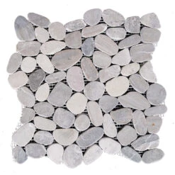 12 In. X 12 In. Light Grey Honed Sliced Pebble Floor And Wall Tile (5.0 Sq. Ft. / Case)