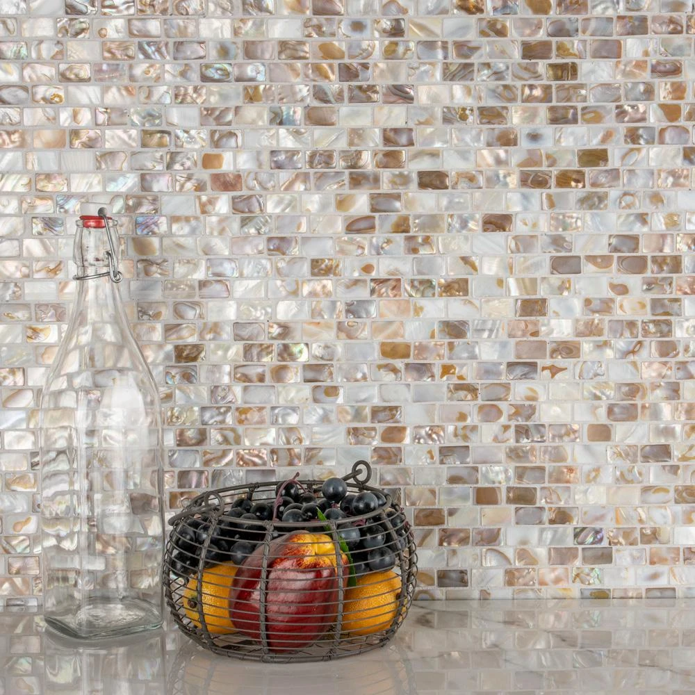 Merola Tile Conchella Subway Natural 12-1/4 In. X 12-1/2 In. X 2 Mm Natural Seashell Mosaic Tile 4 Merola Tile Conchella Subway Natural 12-1/4 In. X 12-1/2 In. X 2 Mm Natural Seashell Mosaic Tile - Image 2