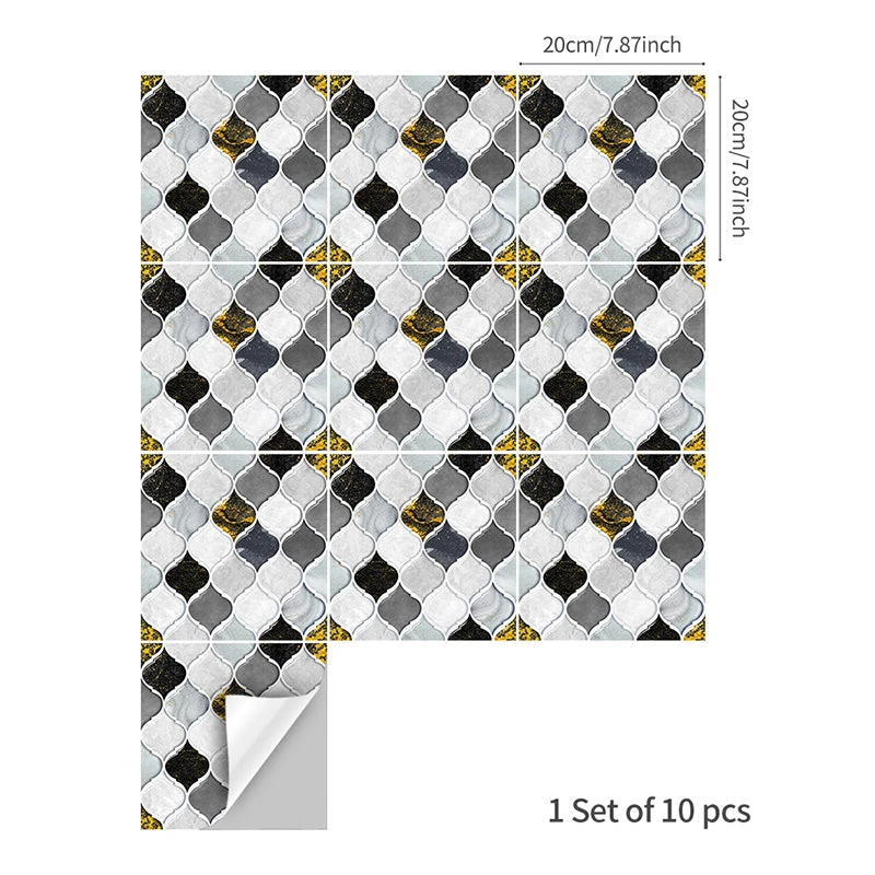 10Pcs Moroccan Tile Stickers Self-adhesive Wall Stickers Kitchen Bathroom Decor 5 10Pcs Moroccan Tile Stickers Self-adhesive Wall Stickers Kitchen Bathroom Decor - Image 3