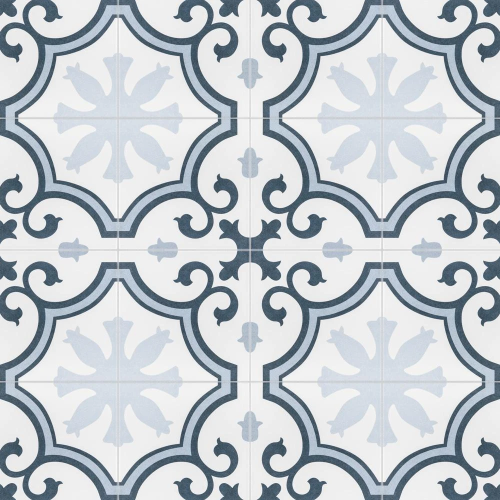 Merola Tile Lacour Artic Encaustic 9-3/4 In. X 9-3/4 In. Porcelain Floor And Wall Tile (11.11 Sq. Ft. / Case) 7 Merola Tile Lacour Artic Encaustic 9-3/4 In. X 9-3/4 In. Porcelain Floor And Wall Tile (11.11 Sq. Ft. / Case) - Image 5