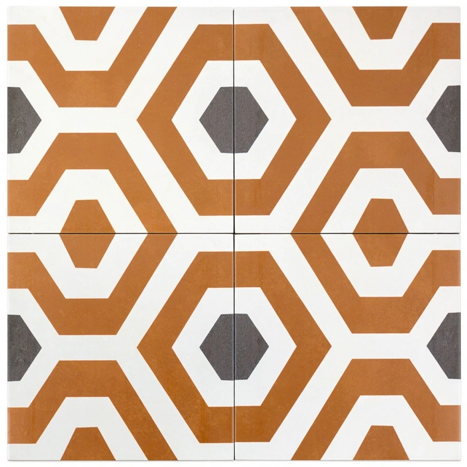 Soumaya Orange Encaustic 9x9 Glazed Porcelain Tile 5 Soumaya Orange Encaustic 9x9 Glazed Porcelain Tile - Image 3