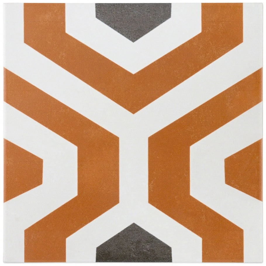 Soumaya Orange Encaustic 9x9 Glazed Porcelain Tile 6 Soumaya Orange Encaustic 9x9 Glazed Porcelain Tile - Image 4
