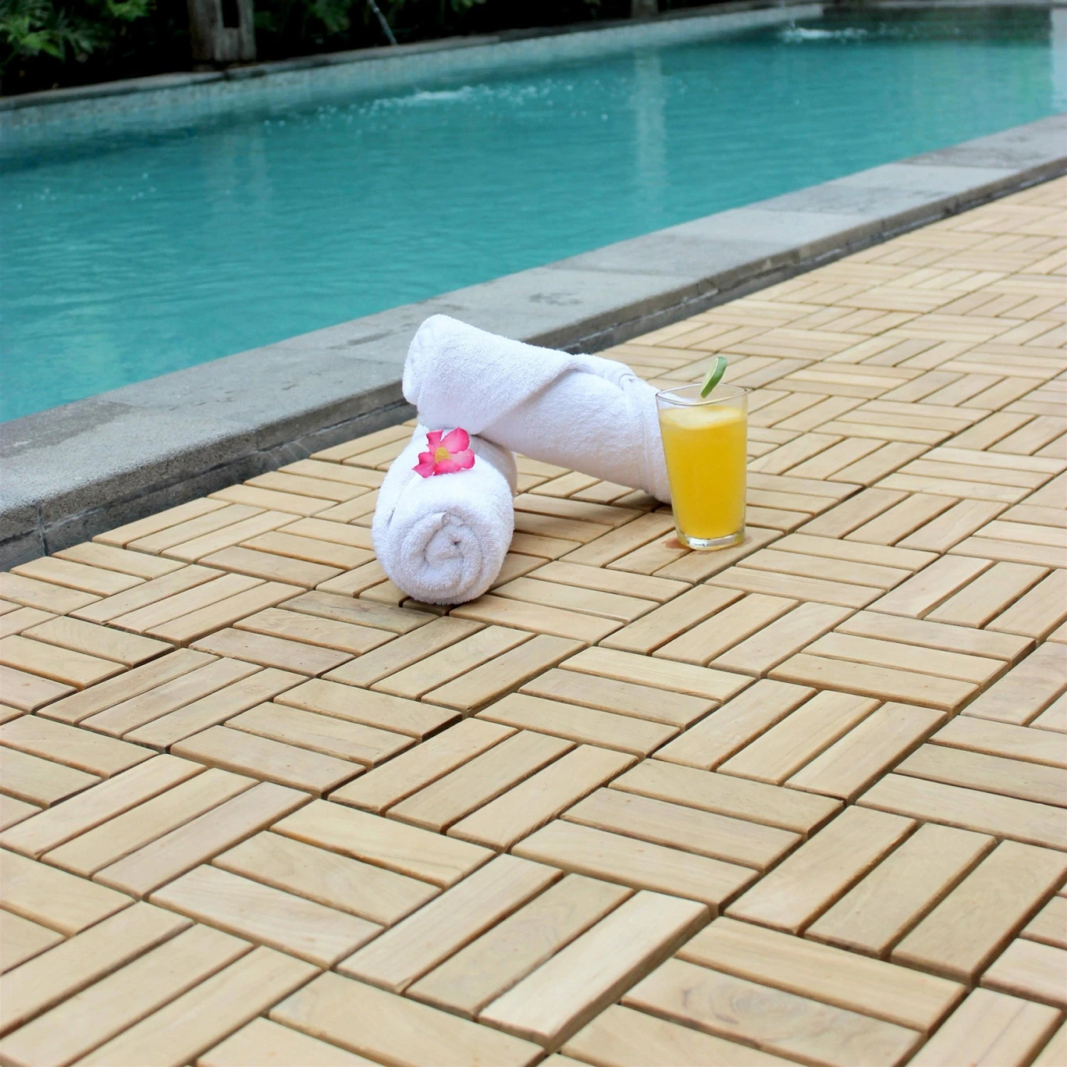 Bare Decor EZ-Floor Interlocking Flooring Tiles In Solid Teak Wood (Set Of 10) 4 Bare Decor EZ-Floor Interlocking Flooring Tiles In Solid Teak Wood (Set Of 10) - Image 2