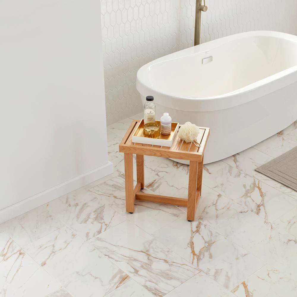 Daltile QuicTile 12 In. X 24 In. Calacatta Marble Polished Porcelain Locking Floor Tile (9.6 Sq. Ft. / Case) 7 Daltile QuicTile 12 In. X 24 In. Calacatta Marble Polished Porcelain Locking Floor Tile (9.6 Sq. Ft. / Case) - Image 5