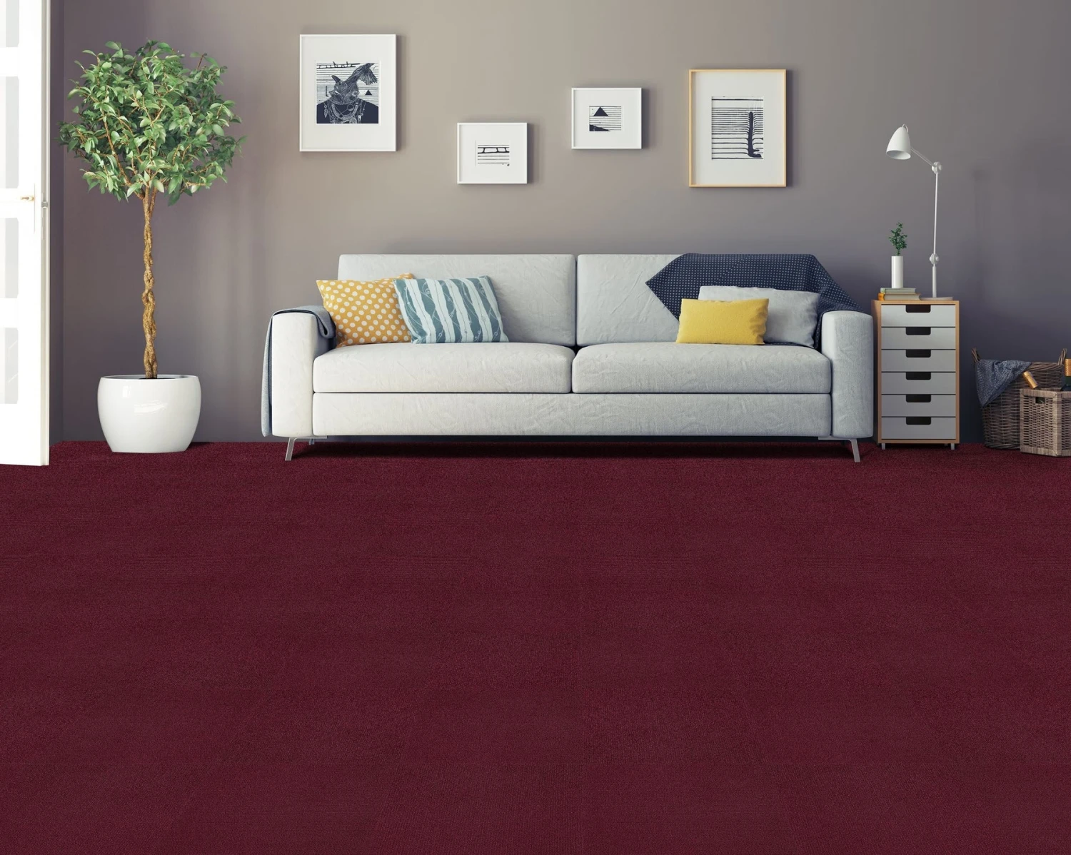 Achim Nexus Self Adhesive Carpet Floor Tile - 12 Inches X 12 Inches, Burgundy, Pack Of 12 Tiles 4 Achim Nexus Self Adhesive Carpet Floor Tile - 12 Inches X 12 Inches, Burgundy, Pack Of 12 Tiles - Image 2
