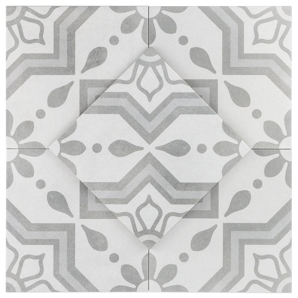 Ivy Hill Tile Sintra Silver Sky Encaustic 9 In. X 9 In. X 10mm Mate Porcelain Floor And Wall Tile (20 Pieces / 10.65 Sq. Ft. / Box) 8 Ivy Hill Tile Sintra Silver Sky Encaustic 9 In. X 9 In. X 10mm Mate Porcelain Floor And Wall Tile (20 Pieces / 10.65 Sq. Ft. / Box) - Image 6