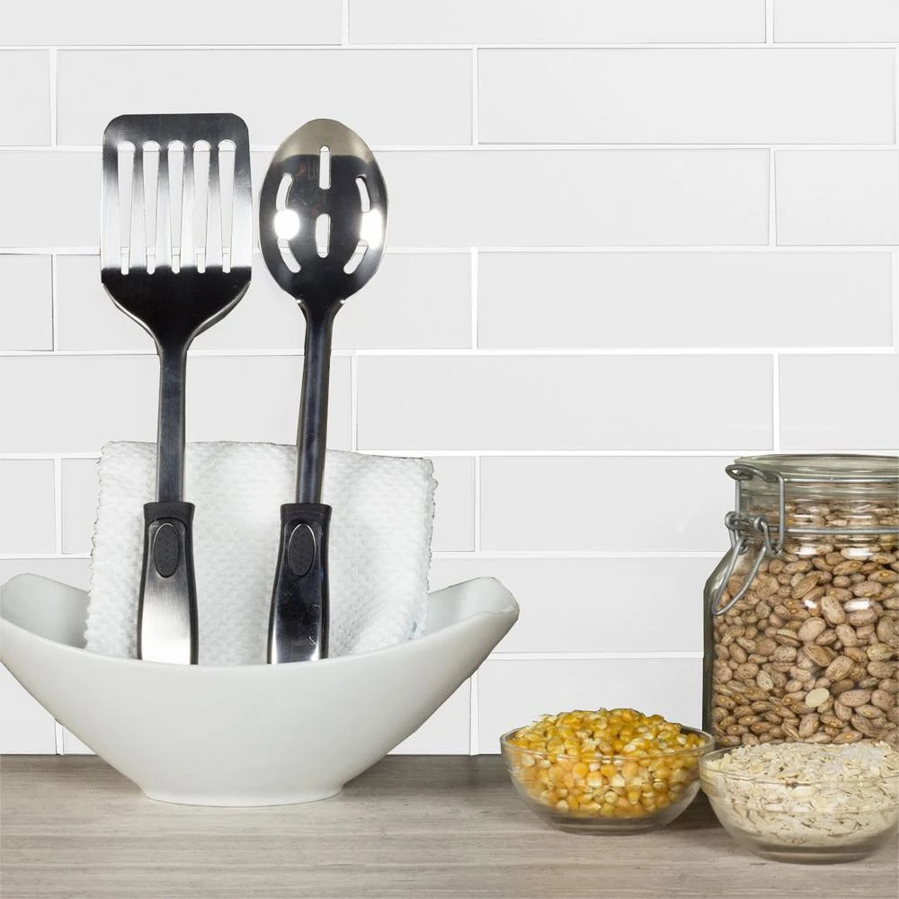 ABOLOS Metro Snow White Subway 3 In. X 12 In. Glossy Glass Wall Tile (10 Sq. Ft. / Case) 4 ABOLOS Metro Snow White Subway 3 In. X 12 In. Glossy Glass Wall Tile (10 Sq. Ft. / Case) - Image 2