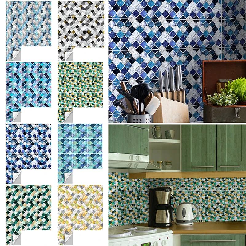 10Pcs Moroccan Tile Stickers Self-adhesive Wall Stickers Kitchen Bathroom Decor 3 10Pcs Moroccan Tile Stickers Self-adhesive Wall Stickers Kitchen Bathroom Decor