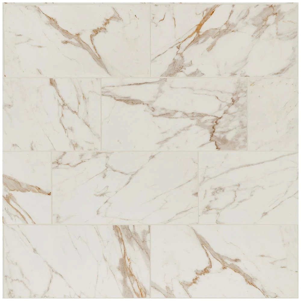 Daltile QuicTile 12 In. X 24 In. Calacatta Marble Polished Porcelain Locking Floor Tile (9.6 Sq. Ft. / Case) 3 Daltile QuicTile 12 In. X 24 In. Calacatta Marble Polished Porcelain Locking Floor Tile (9.6 Sq. Ft. / Case)