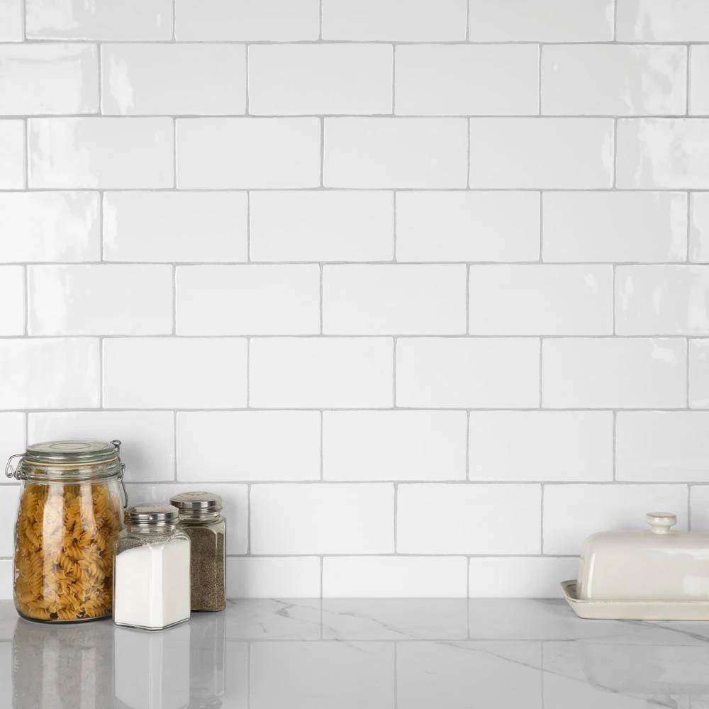 Merola Tile Castillo White 2-7/8 In. X 5-7/8 In. Ceramic Subway Wall Tile (5.67 Sq. Ft. / Case) 11 Merola Tile Castillo White 2-7/8 In. X 5-7/8 In. Ceramic Subway Wall Tile (5.67 Sq. Ft. / Case) - Image 9