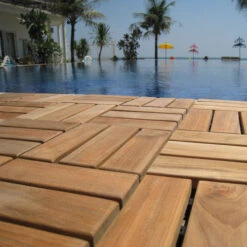Bare Decor EZ-Floor Interlocking Flooring Tiles In Solid Teak Wood (Set Of 10)